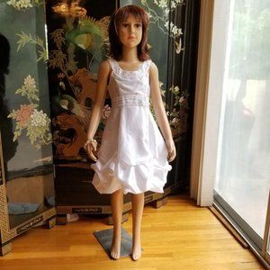 Hype Size 7 Solid White Formal Dress